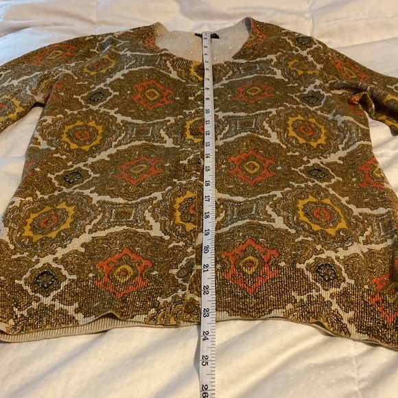 Talbots Metallic Paisley Cardigan M - Picture 4 of 9